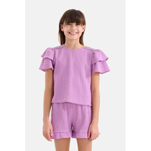 Shoeby T-shirt paars Meisjes Polyester Ronde hals Effen 110 116