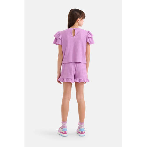 Shoeby T-shirt paars Meisjes Polyester Ronde hals Effen 110 116