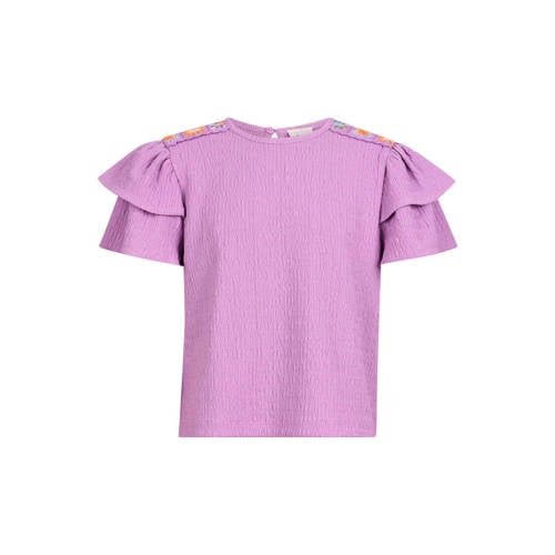 Shoeby T-shirt paars Meisjes Polyester Ronde hals Effen