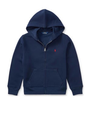 sweatvest met logo donkerblauw