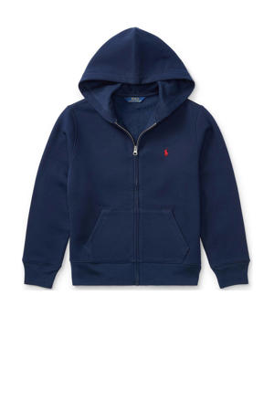 sweatvest met logo donkerblauw
