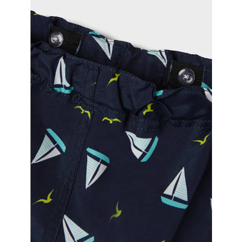 Name it MINI zwemshort NMMZEUS donkerblauw Jongens Polyester All over print 104