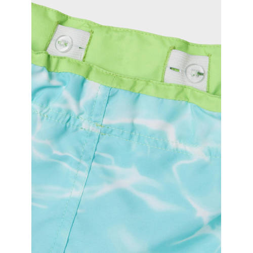 name it KIDS zwemshort NKMZAGLO met all over print aquablauw groen Jongens Polyester 116