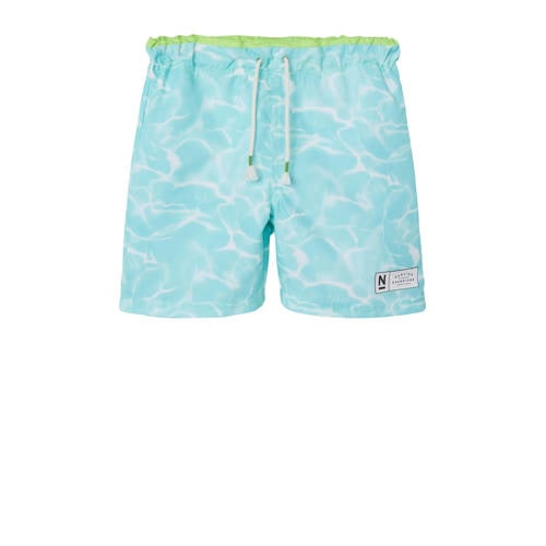 NAME IT KIDS zwemshort NKMZAGLO met all over print aquablauw/groen Jongens Polyester