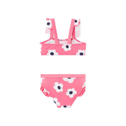 Name it MINI crop bikini met ruches NMFZULLE roze Meisjes Polyamide Bloemen 110 116