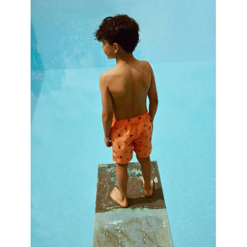 Name it KIDS zwemshort NKMZADDI met all over print oranje Jongens Gerecycled polyester 140