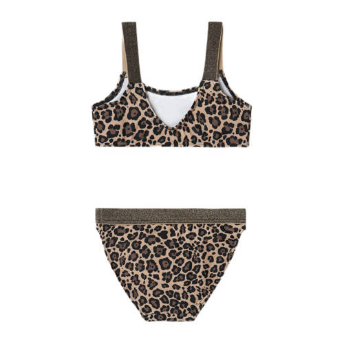 name it KIDS crop bikini NKFZERIA bruin Meisjes Polyamide Panterprint 122 128