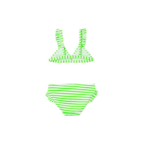 name it KIDS triangel bikini met ruches NKFZALEY neon groen wit Meisjes Polyester 134 140