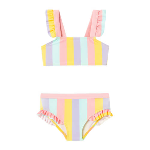 NAME IT MINI crop bikini met ruches NMFZULLE geel/lila/lichtblauw/roze Meisjes Polyamide - 110/116