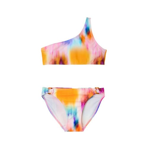 NAME IT KIDS one shoulder bikini NKFZELIA roze/blauw/oranje Meisjes Polyester - 110/116