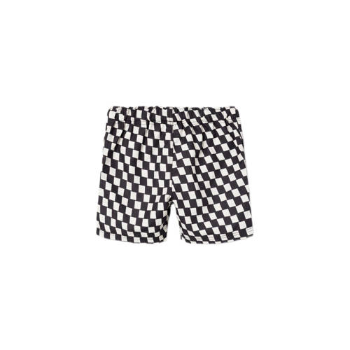 Name it KIDS zwemshort NKMZATOON zwart wit Jongens Polyester Ruit 140