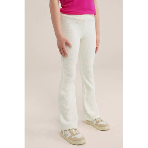 WE Fashion flared broek ecru Meisjes Polyester Effen 92