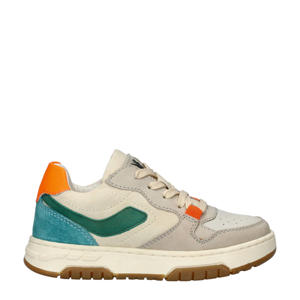   leren sneakers beige/groen/oranje
