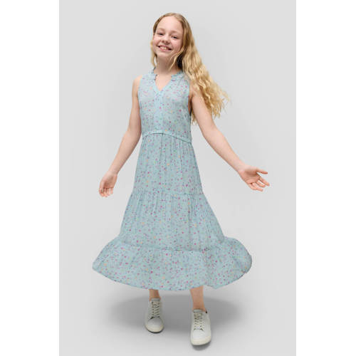 s.Oliver maxi jurk met all over print lichtblauw Meisjes Viscose V-hals 176