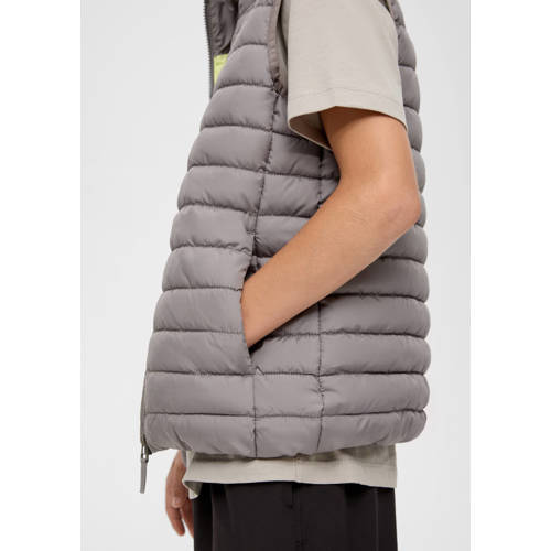 s.Oliver bodywarmer lichtgrijs Meisjes Polyester Opstaande kraag Effen 140