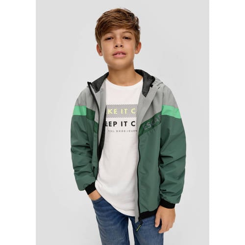 s.Oliver zomerjas groen grijs Jongens Polyester Capuchon Meerkleurig 140