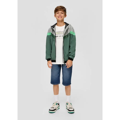 s.Oliver zomerjas groen grijs Jongens Polyester Capuchon Meerkleurig 140