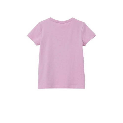 S.Oliver T-shirt met printopdruk roze Meisjes Katoen Ronde hals Printopdruk 104 110