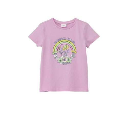 s.Oliver T-shirt met printopdruk roze Meisjes Katoen Ronde hals Printopdruk - 104/110