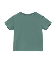 thumbnail: Groene jongens s.Oliver baby T-shirt van katoen met printopdruk, korte mouwen, ronde hals en drukknoopsluiting
