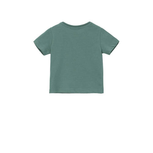 s.Oliver baby T-shirt met printopdruk petrol Groen Jongens Katoen Ronde hals 50