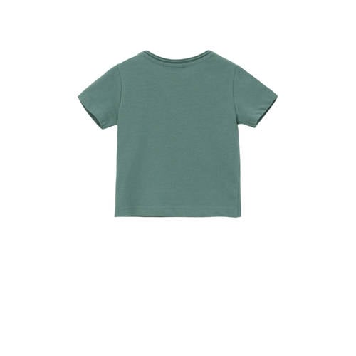 S.Oliver baby T-shirt met printopdruk petrol Groen Jongens Katoen Ronde hals 50