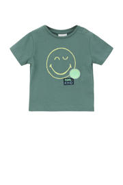 thumbnail: Groene jongens s.Oliver baby T-shirt van katoen met printopdruk, korte mouwen, ronde hals en drukknoopsluiting