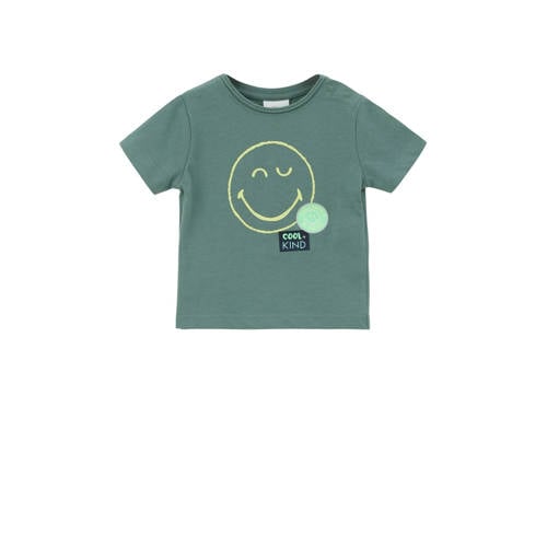 s.Oliver baby T-shirt met printopdruk petrol Groen Jongens Katoen Ronde hals