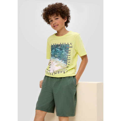 s.Oliver sweatshort donkergroen Effen 134 140 | Sweatshort van