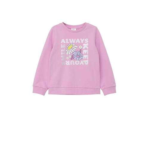 s.Oliver sweater met printopdruk roze Printopdruk