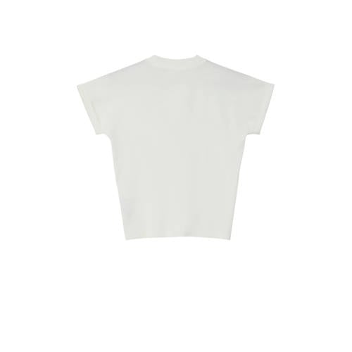 s.Oliver T-shirt met tekst wit Meisjes Katoen Ronde hals Tekst 140