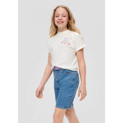 s.Oliver T-shirt met tekst wit Meisjes Katoen Ronde hals Tekst 140