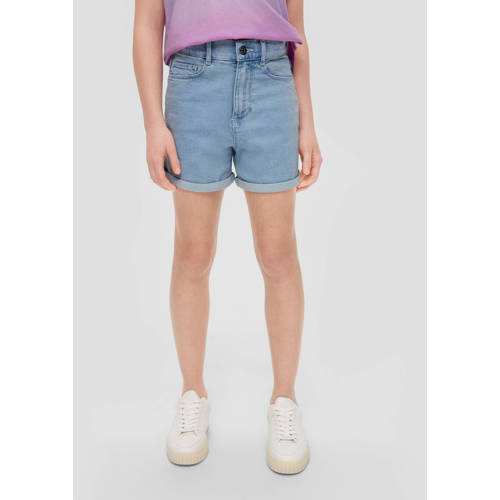 s.Oliver high waist denim short lichtblauw Meisjes Stretchdenim Effen 134