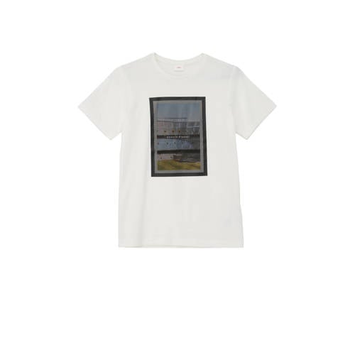 s.Oliver T-shirt met printopdruk wit Jongens Katoen Ronde hals Printopdruk