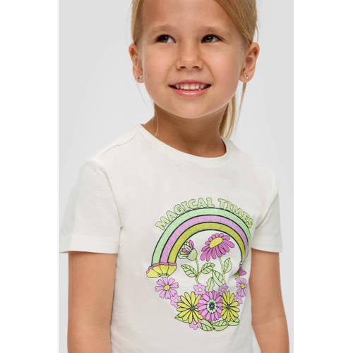 s.Oliver T-shirt met printopdruk wit Meisjes Katoen Ronde hals Printopdruk 92 98
