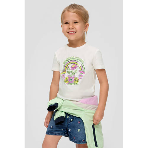 s.Oliver T-shirt met printopdruk wit Meisjes Katoen Ronde hals Printopdruk 92 98