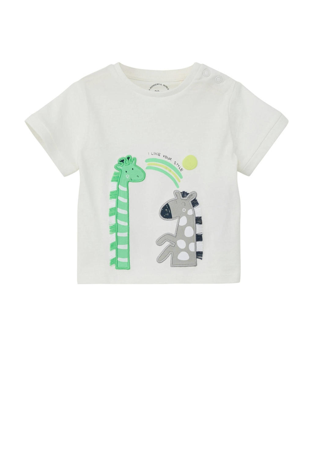 Witte jongens en meisjes s.Oliver baby T-shirt van katoen met korte mouwen en ronde hals
