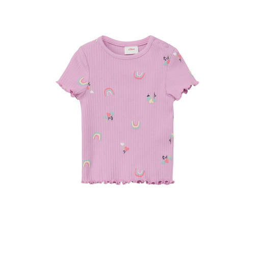 s.Oliver T-shirt met all over print roze Meisjes Katoen Ronde hals All over print