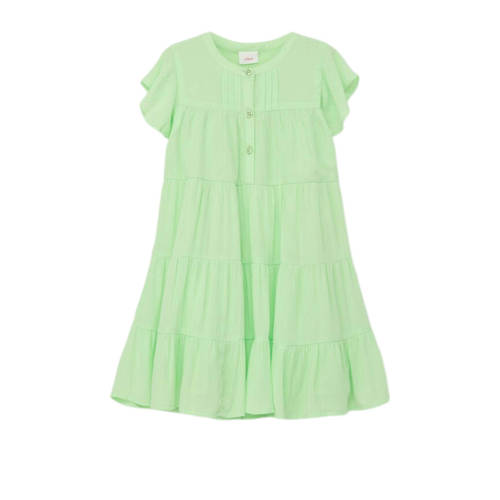 s.Oliver trapeze jurk lime groen Meisjes Viscose Ronde hals Effen - 104