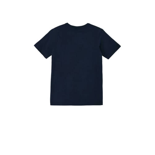 s.Oliver T-shirt met printopdruk donkerblauw Jongens Katoen Ronde hals 140
