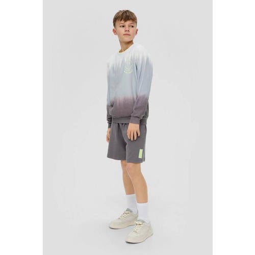 s.Oliver sweater met backprint grijs grijsblauw wit Multi Backprint 134 140
