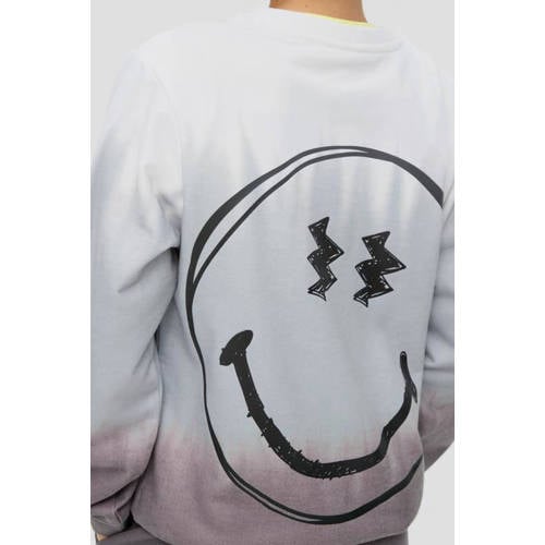 s.Oliver sweater met backprint grijs grijsblauw wit Multi Backprint 134 140