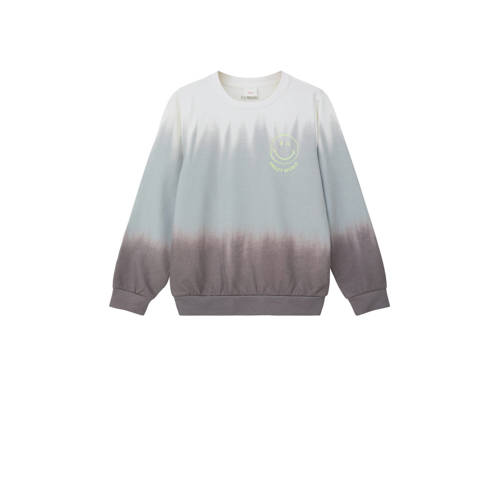 s.Oliver sweater met backprint grijs/grijsblauw/wit Multi Backprint