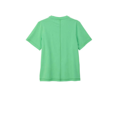 s.Oliver T-shirt met tekst groen donkerblauw Jongens Katoen Ronde hals 140