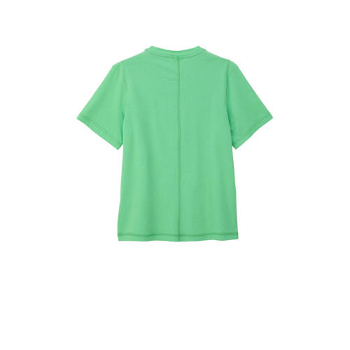 S.Oliver T-shirt met tekst groen donkerblauw Jongens Katoen Ronde hals 140