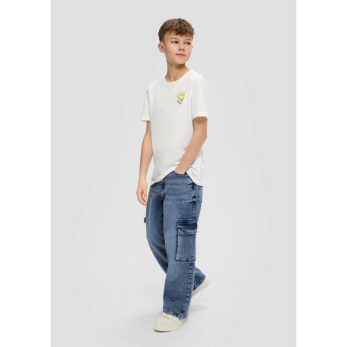 s.Oliver straight fit jeans blauw Jongens Stretchdenim Effen 134