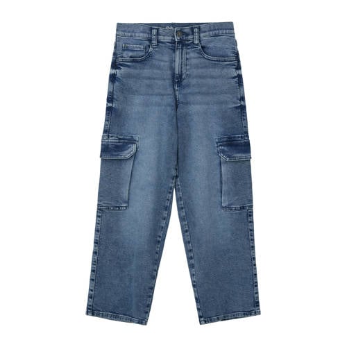 s.Oliver straight fit jeans blauw Jongens Stretchdenim Effen
