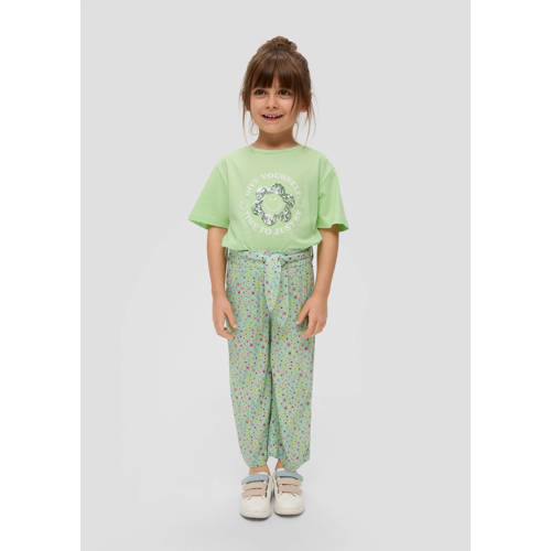s.Oliver T-shirt met printopdruk groen Meisjes Katoen Ronde hals Printopdruk 92 98