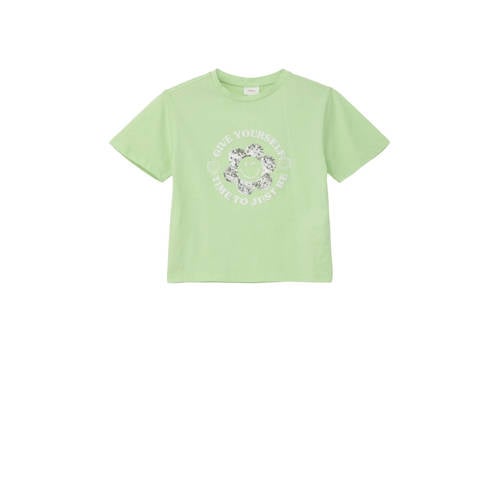 s.Oliver T-shirt met printopdruk groen Meisjes Katoen Ronde hals Printopdruk