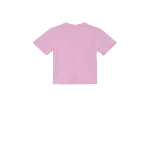 S.Oliver T-shirt met printopdruk roze Meisjes Katoen Ronde hals Printopdruk 104 110